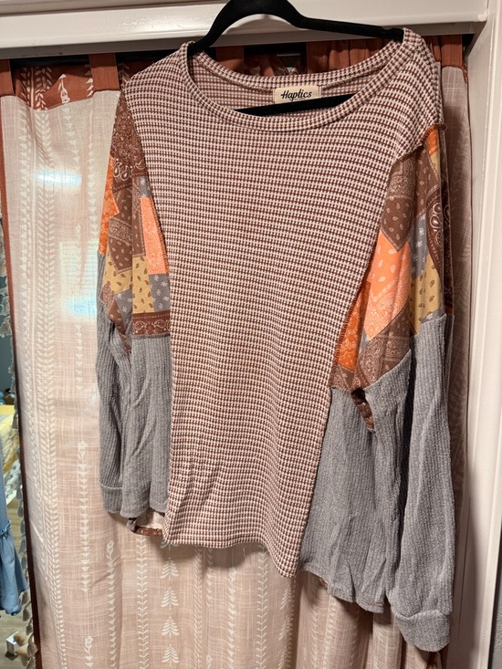 Haptics Tops - Multi-Pattern Long Sleeve Women's Top